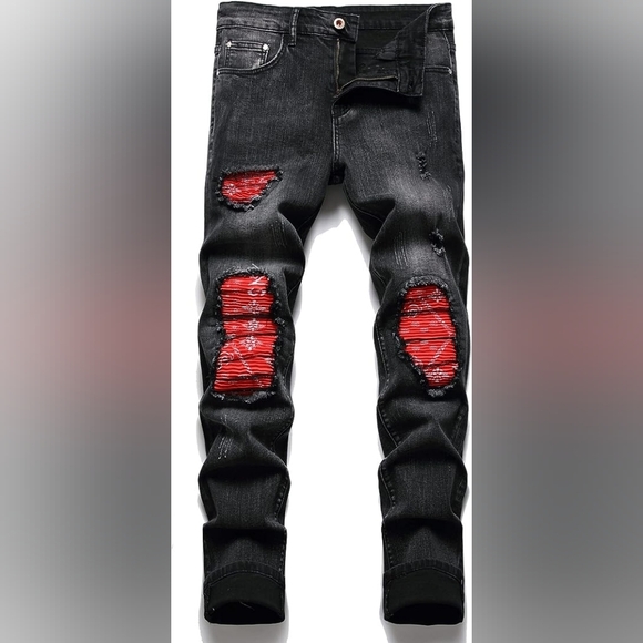 New Men's Designed Unique Street Urbanwear Jeans Multiple Sizes - Picture 1 of 4
